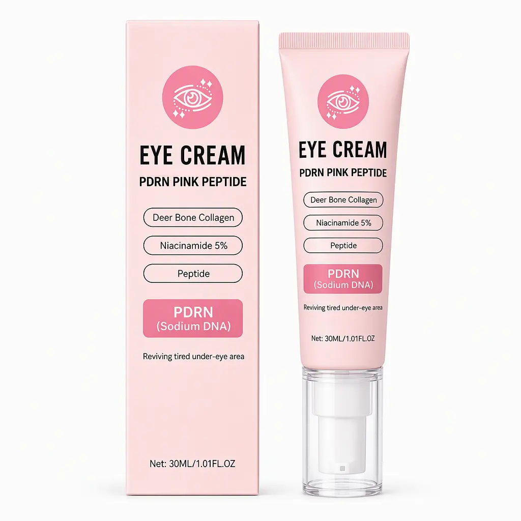 PDRN Eye Cream for Women Korean Salmon DNA Peptide Anti Wrinkle Eye Balm Reduce Under Eye Bags Dark Circles Fine Lines Aging OEM