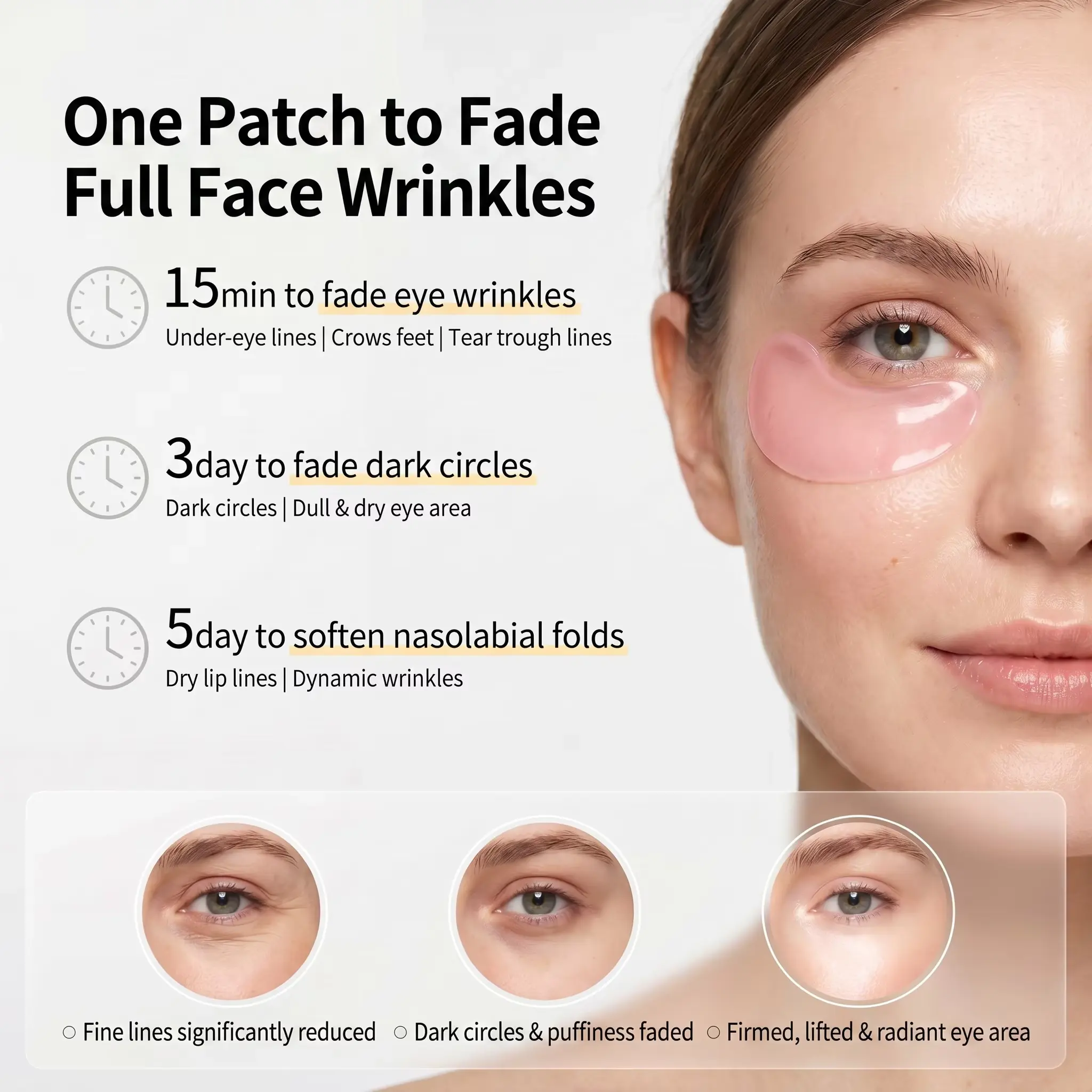 Collagen Peptide Hydrolyzed Eye Mask Patch Dark Removal Circles Anti Wrinkle Anti Aging Reduce Fine Lines Puffiness Skincare