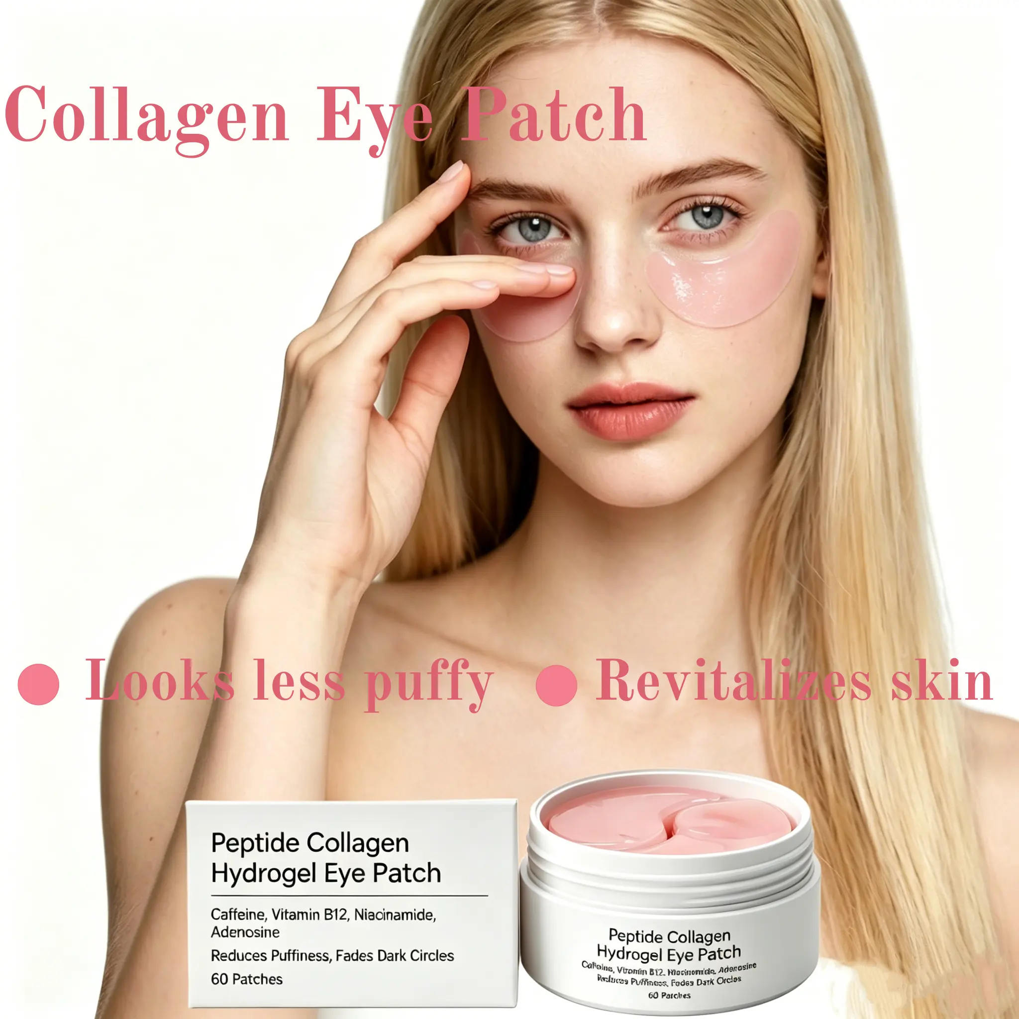 Collagen Peptide Hydrolyzed Eye Mask Patch Dark Removal Circles Anti Wrinkle Anti Aging Reduce Fine Lines Puffiness Skincare
