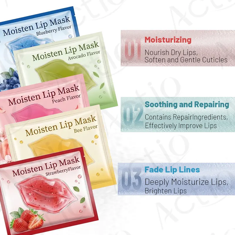 Hot Selling Korean Collagen Lip Mask Moisturizing Repairing Dry Lips Exfoliating, Multiple Flavors Lip Mask Set