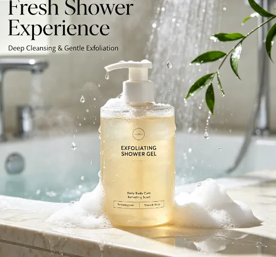 Exfoliating Shower Gel Deep Cleansing Smooth Skin Body Wash, AHA BHA Gentle Exfoliation Body Wash for Dry Rough Skin