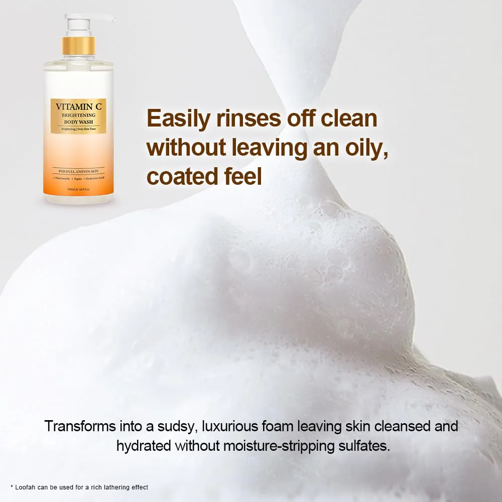 Vitamin C Turmeric Body Scrub & Body Wash, Gentle Exfoliating Shower Gel with Fine Scrub Particles for Uneven Skin Texture