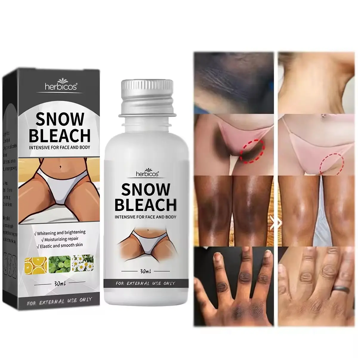 Snow Bleach Moisturizing Niacinamide Face Body Cream Whitening Lotion for Underarm Knee Elbow Buttock-Gift Set