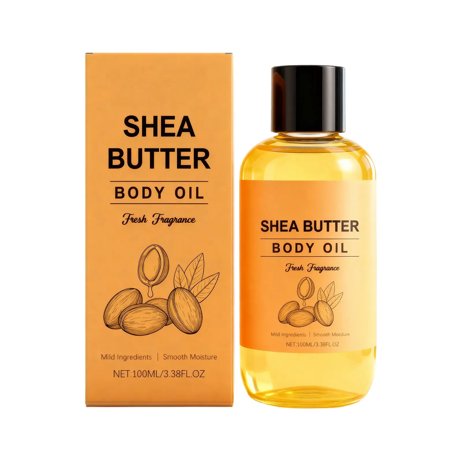 Unrefined Shea Butter Body Oil Vitamin E Moisturizing Massage Oil Skin Glow Repair Anti Stretch Mark Vegan Private Label OEM
