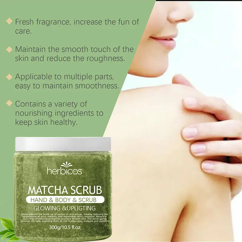 Wholesale Private Label Matcha Tea Body Scrub Gentle Exfoliating Brightening Hydrating Face Body Exfoliator Bulk Scrub Cream