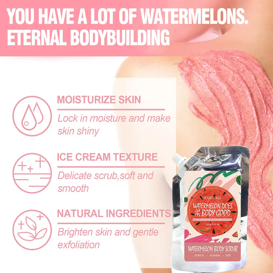 OEM ODM Private Label Watermelon Natural Exfoliating Whitening Body Scrub Fruit Body Scrub detail