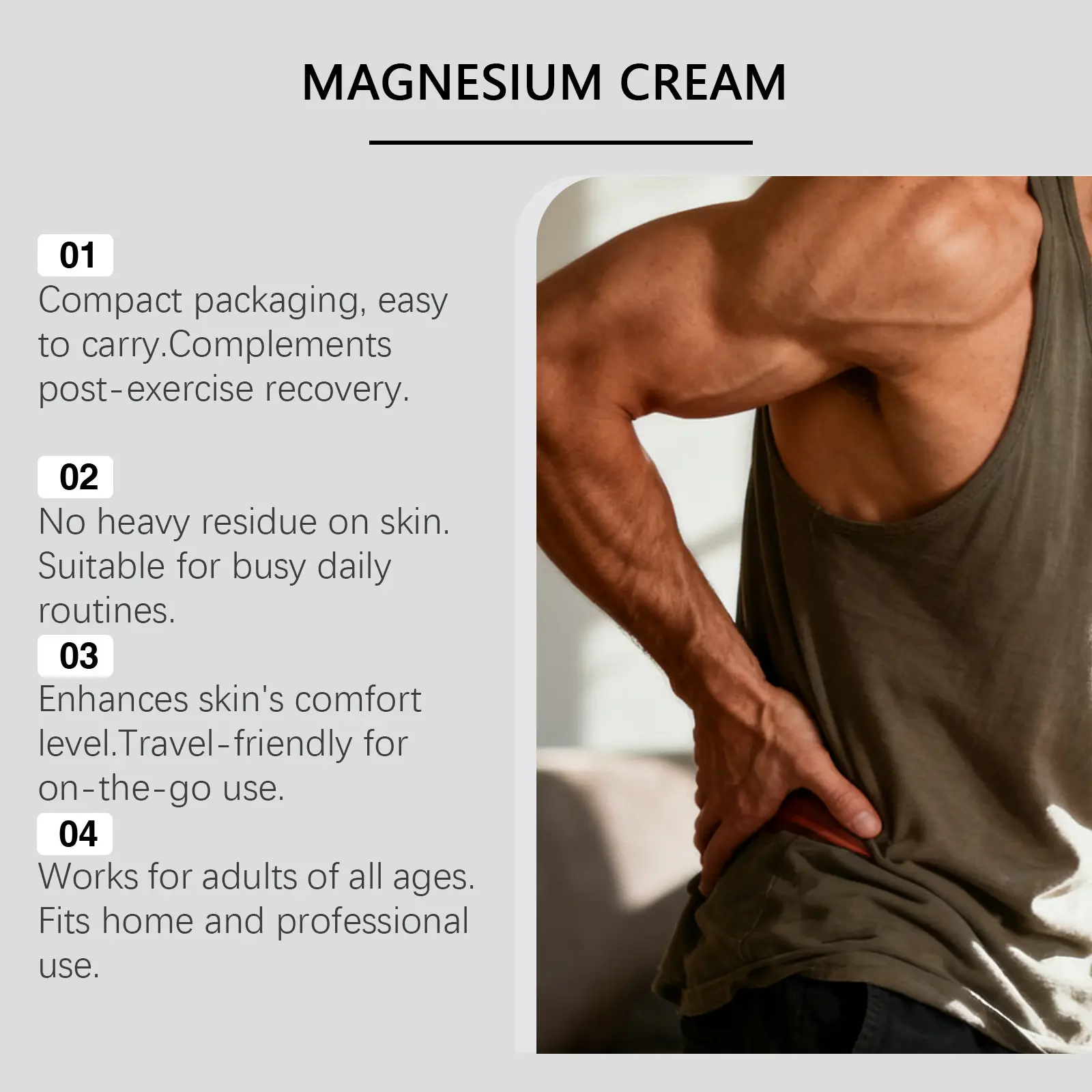 Magnesium Body Cream for Muscle Relief and Stiffness Fast Acting Magnesium Chloride Cream Relax for Neck Shoulder Back