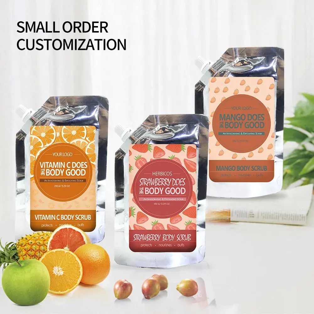 OEM Custom Natural Fruit Whitening Body Scrub Deep Cleansing Smooth Gentle Moisturizing Nut Scrub Cream with Glycerin