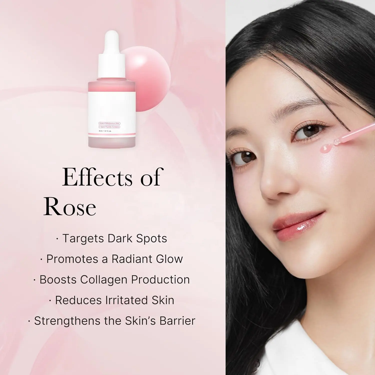 Vegan Rose-Highlighting Facial Serum 30ml ODM Glow Wrinkle & Firming Skin Care Product Targeting Eye & Hand with Free Sample