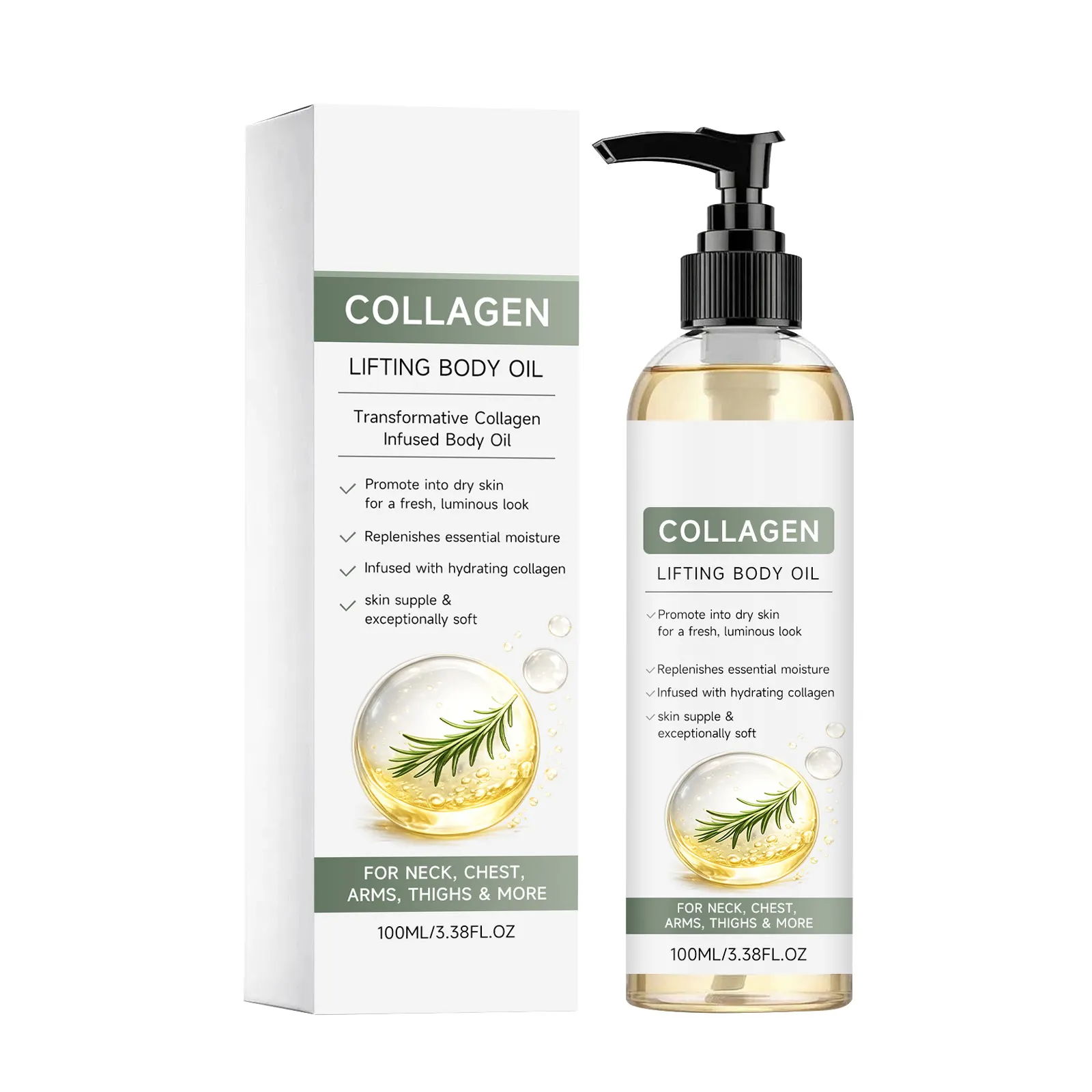 Private Label Collagen Lifting Body Oil Anti Aging Firming Moisturizing Hydrating Repair Brightening Smooth BodyCare Massage Oil