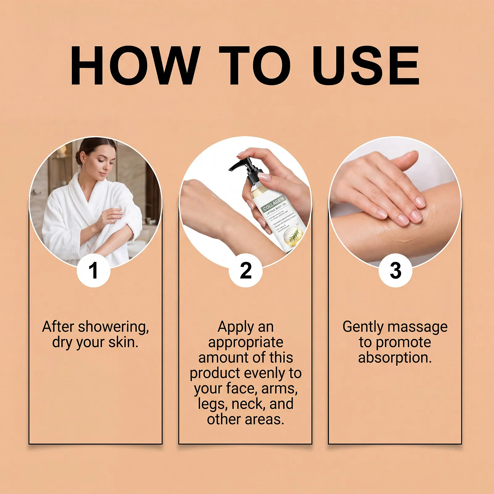 Private Label Collagen Lifting Body Oil Anti Aging Firming Moisturizing Hydrating Repair Brightening Smooth BodyCare Massage Oil