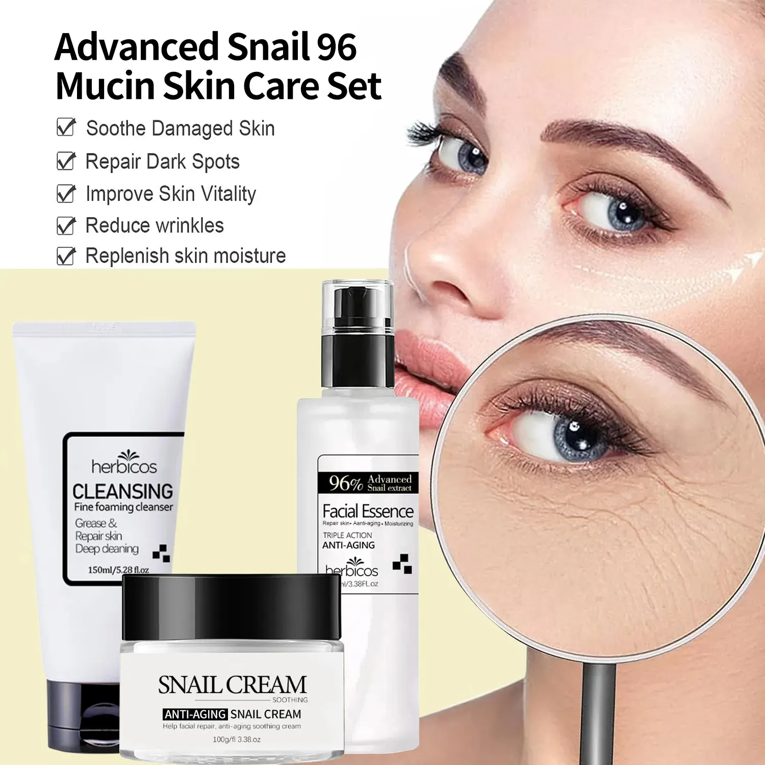 Korean Premium Snail 96 Mucin Power Essence Face Facial Serum Skincare Collagen Whitening Dark Spot Remover Skin Care Serum OEM