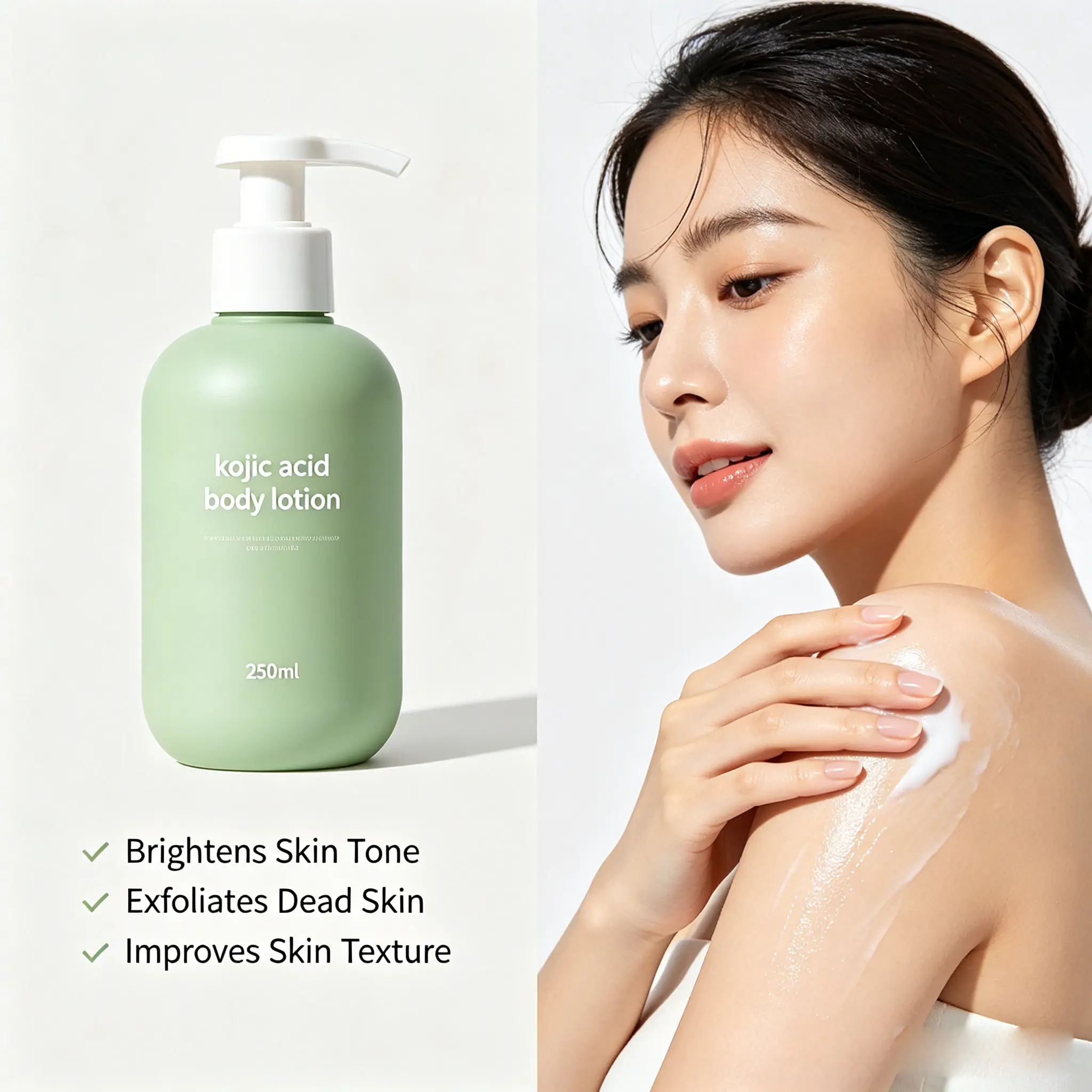 Kojic Acid Body Lotion Skin Lightening Body Cream Private Label Brightening Body Lotion Fade Dark Spots Hydrating Smooth Skin