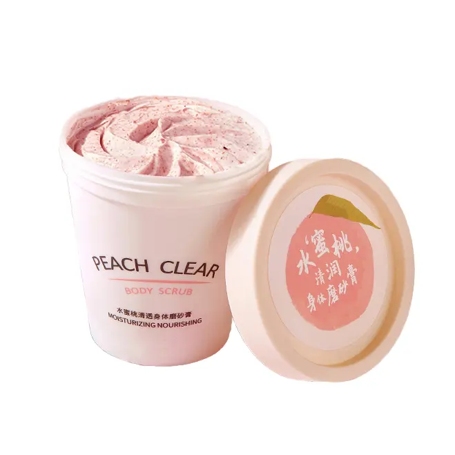 Optimal Care Peach Fragrance Cruelty-Free Body Scrub Exfoliating Moisturizing Cream Vitamin C Avocado for Dry Skin Face Body Use