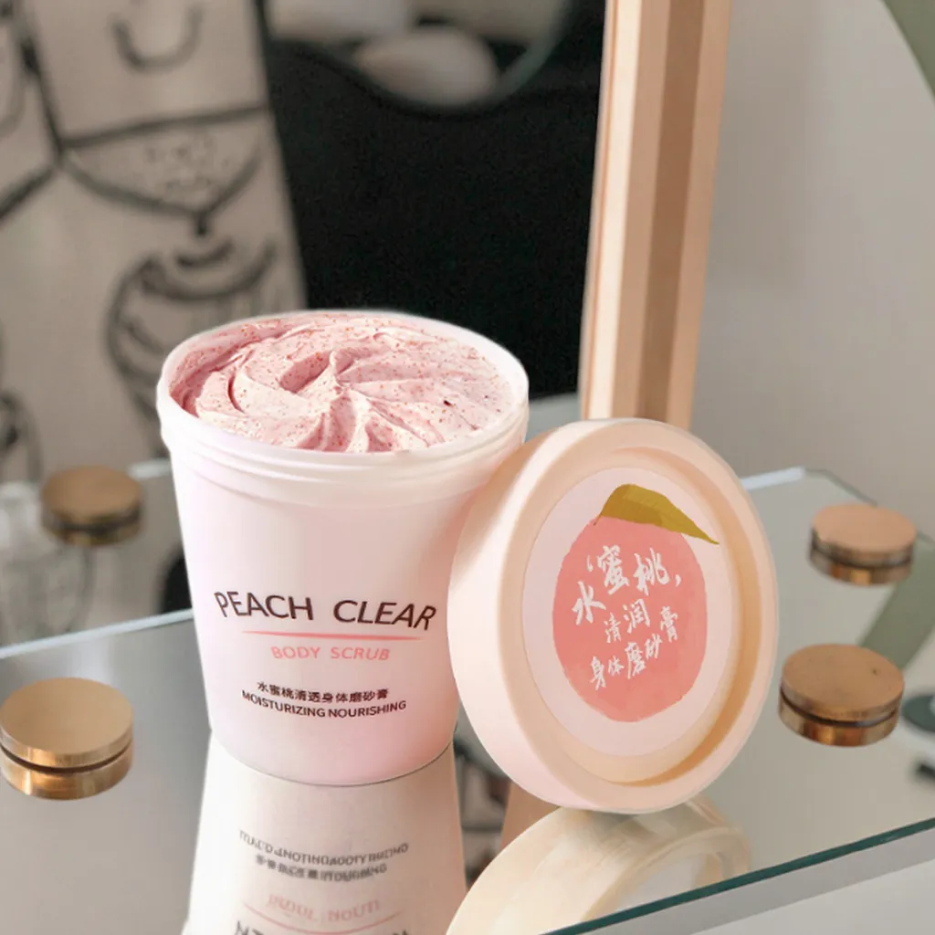 Optimal Care Peach Fragrance Cruelty-Free Body Scrub Exfoliating Moisturizing Cream Vitamin C Avocado for Dry Skin Face Body Use
