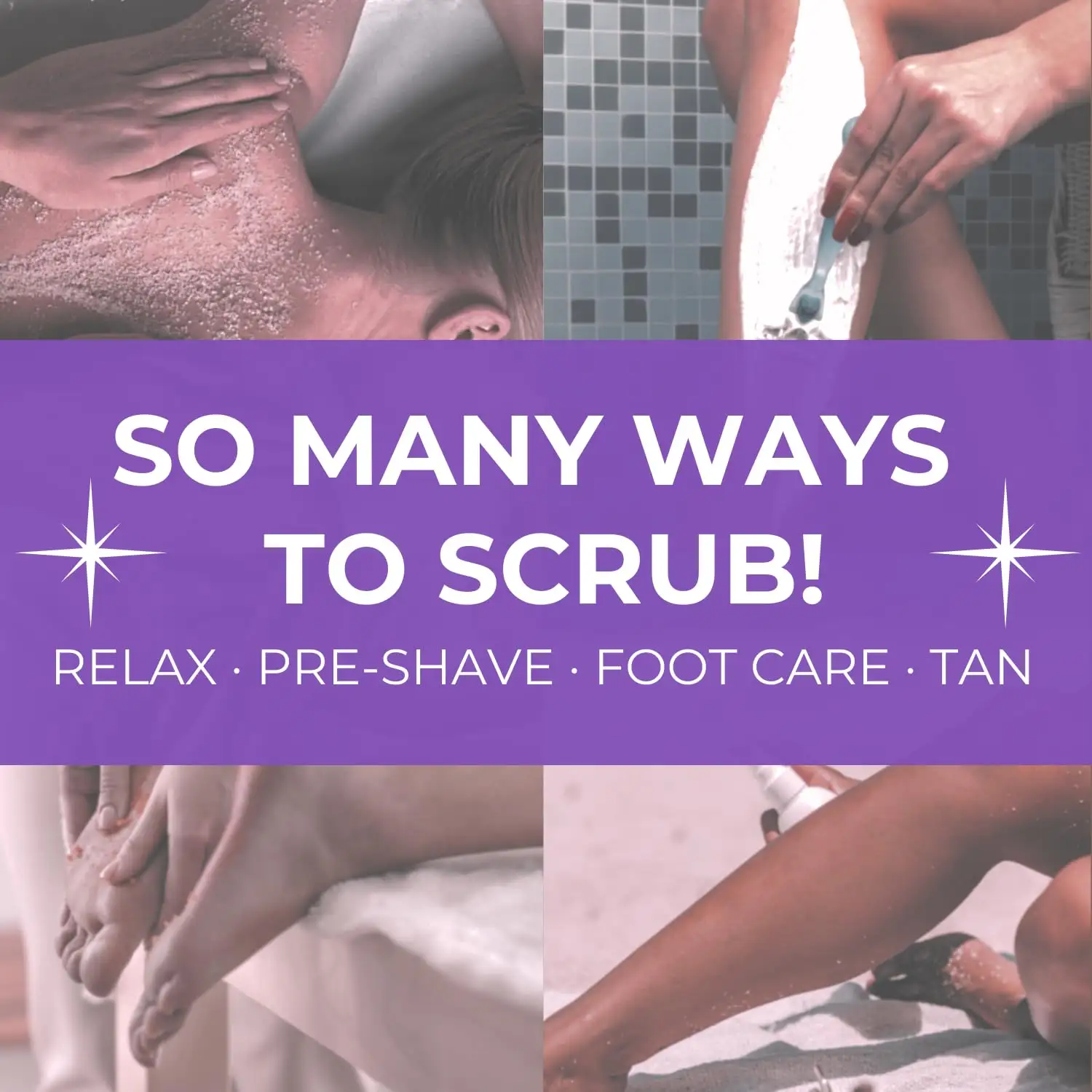 Salt Scrub Face, Foot, and Body Exfoliator with Collagen and Stem Cells, Exfoliating Scrub for Toning, Cellulite and Salt Scrub