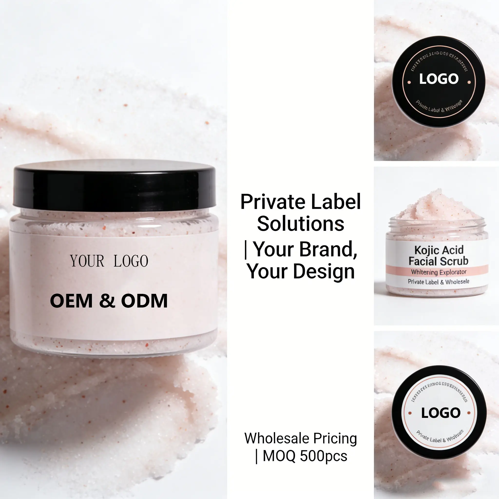 Kojic Acid Facial Scrub Body Whitening Exfoliator for Private Label & Wholesale