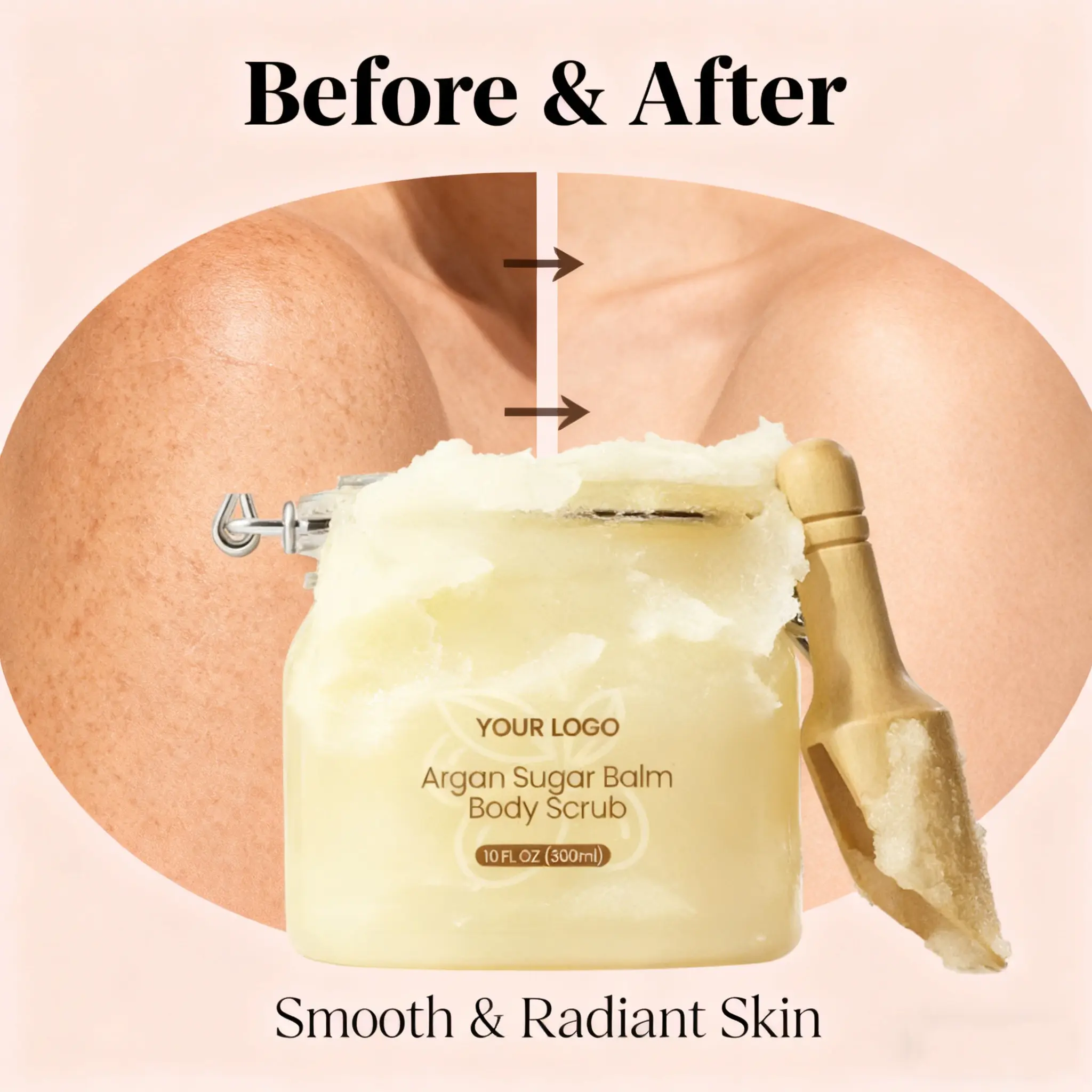 OEM ODM Moroccan Nut Sugar Fragrance Body Scrub Cruelty Free Exfoliating Sea Salt Smoothing Brightening