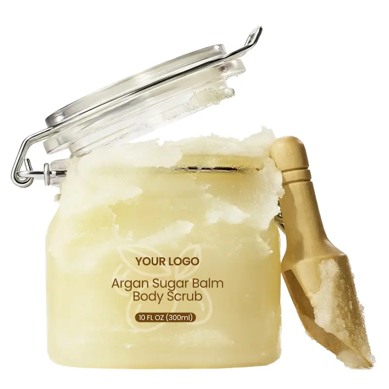 OEM ODM Moroccan Nut Sugar Fragrance Body Scrub Cruelty Free Exfoliating Sea Salt Smoothing Brightening