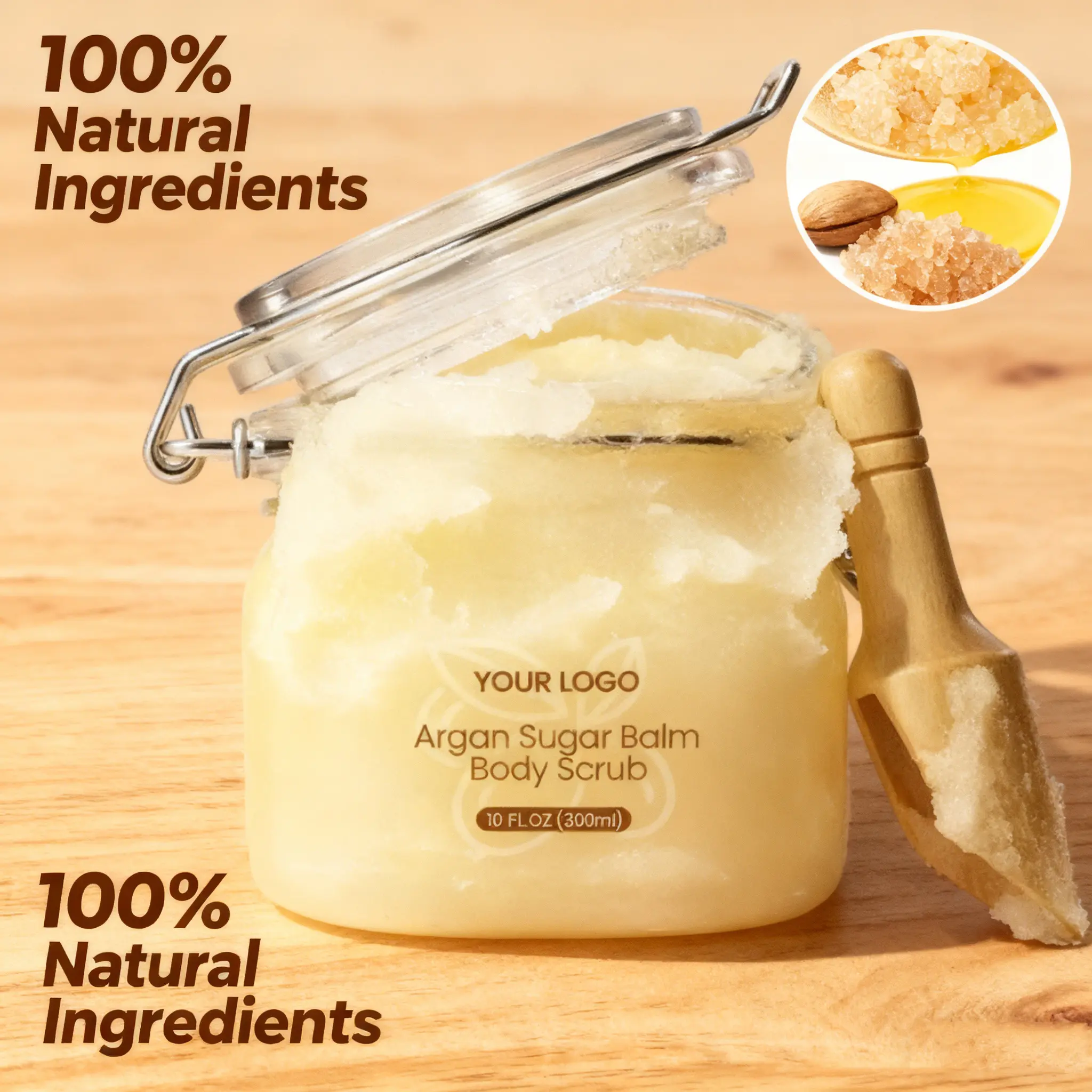 OEM ODM Moroccan Nut Sugar Fragrance Body Scrub Cruelty Free Exfoliating Sea Salt Smoothing Brightening
