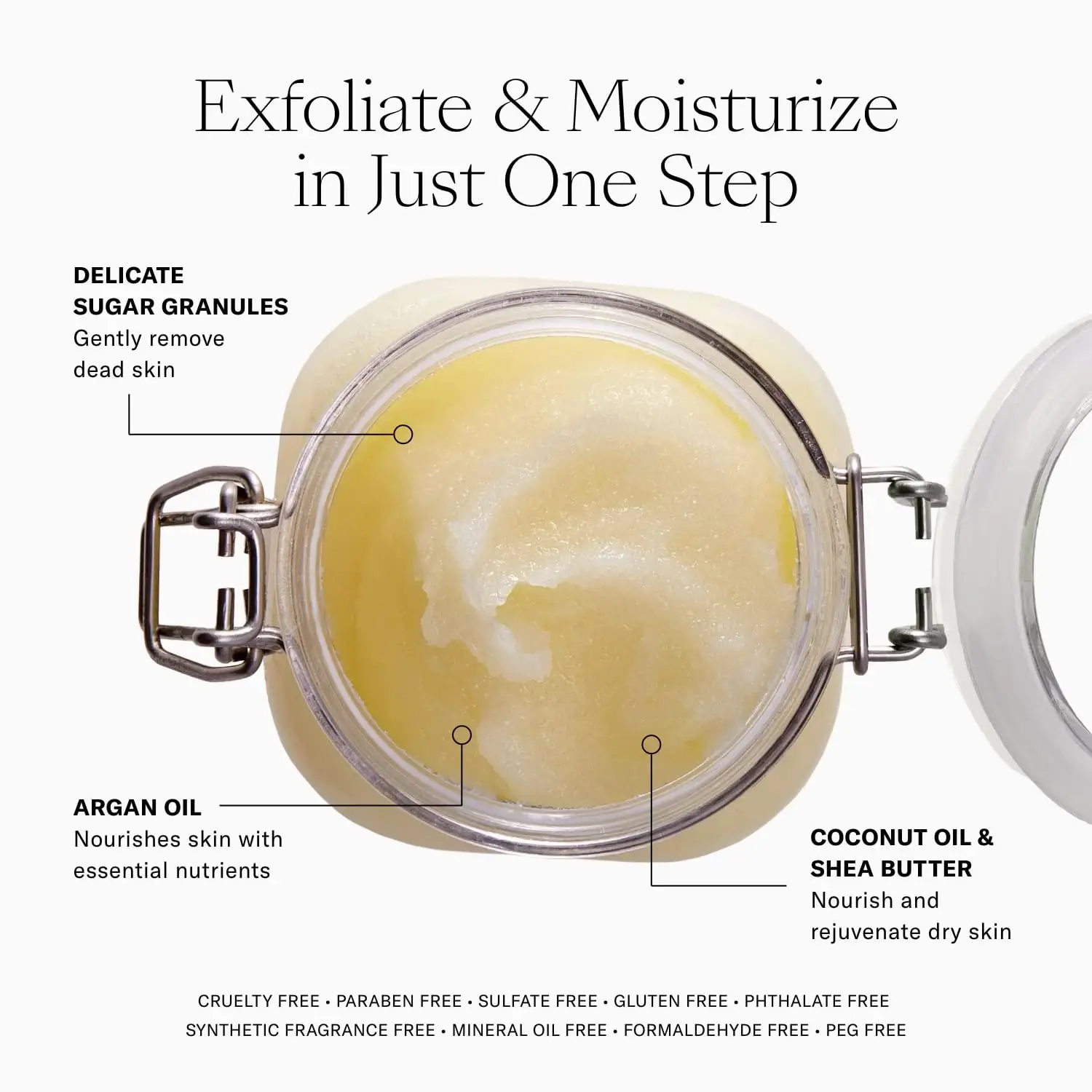 OEM Organic Natural Body Scrub with Lightening Vitamin C Cream Whipped Texture for Daily Care Targets Dark Spots Hydrates Skin