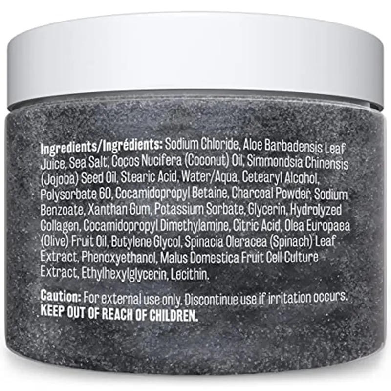 Private Label Customization Charcoal Exfoliating Body Scrub Polish with Collagen Foaming Whitening Body Wash