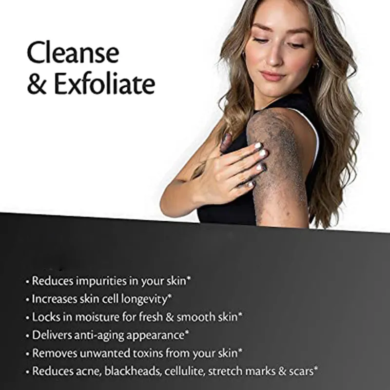Private Label Customization Charcoal Exfoliating Body Scrub Polish with Collagen Foaming Whitening Body Wash