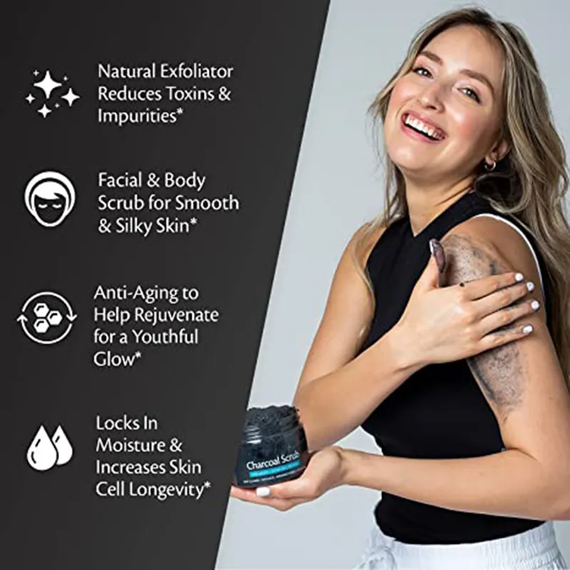 Private Label Customization Charcoal Exfoliating Body Scrub Polish with Collagen Foaming Whitening Body Wash