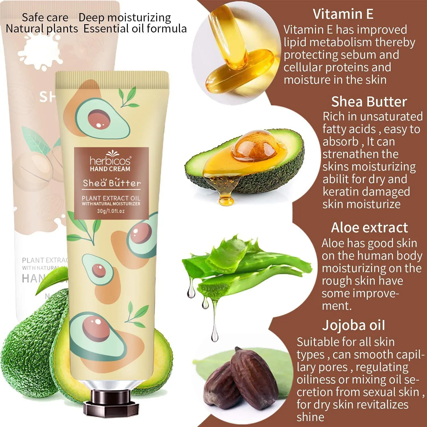 Herbicos Private Label Fruit Hand Lotion Vitamin E Moisturizing Whitening Fruit Fragrance Squeeze Tube Hand Cream Adults 3 Years
