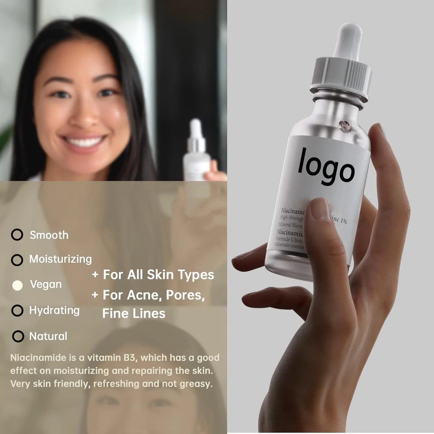 OEM Re Soothe Your Skin with Niacinamide Face Serum 30ml Anti Aging Brightening Fine Lines Wrinkles Firm Skin