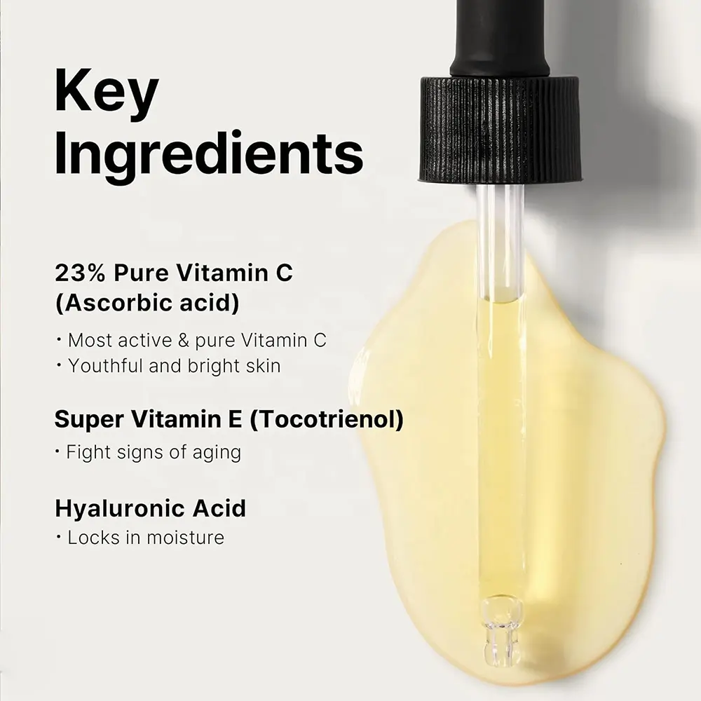 Vitamin C 23% Serum Vitamin E Hyaluronic Acid Whitening Facial Serum Brightening Hydrating Fine Lines Uneven Skin Tone Dull Skin