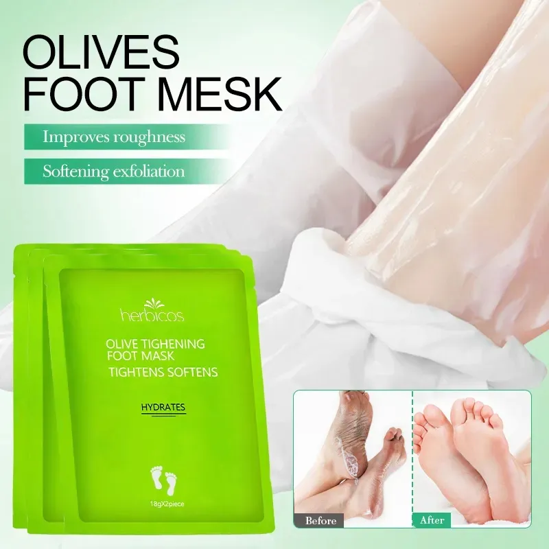Private Label Olive Liquid Foot Mask Sheet Socks Exfoliating Peel for Deep Skin Care and Intensive Foot Care