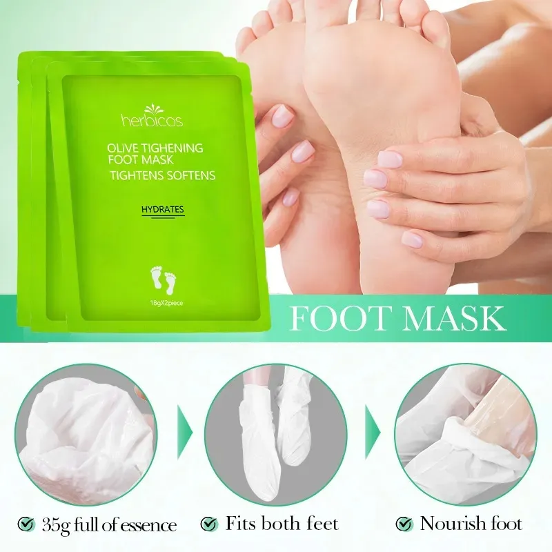 Private Label Olive Liquid Foot Mask Sheet Socks Exfoliating Peel for Deep Skin Care and Intensive Foot Care