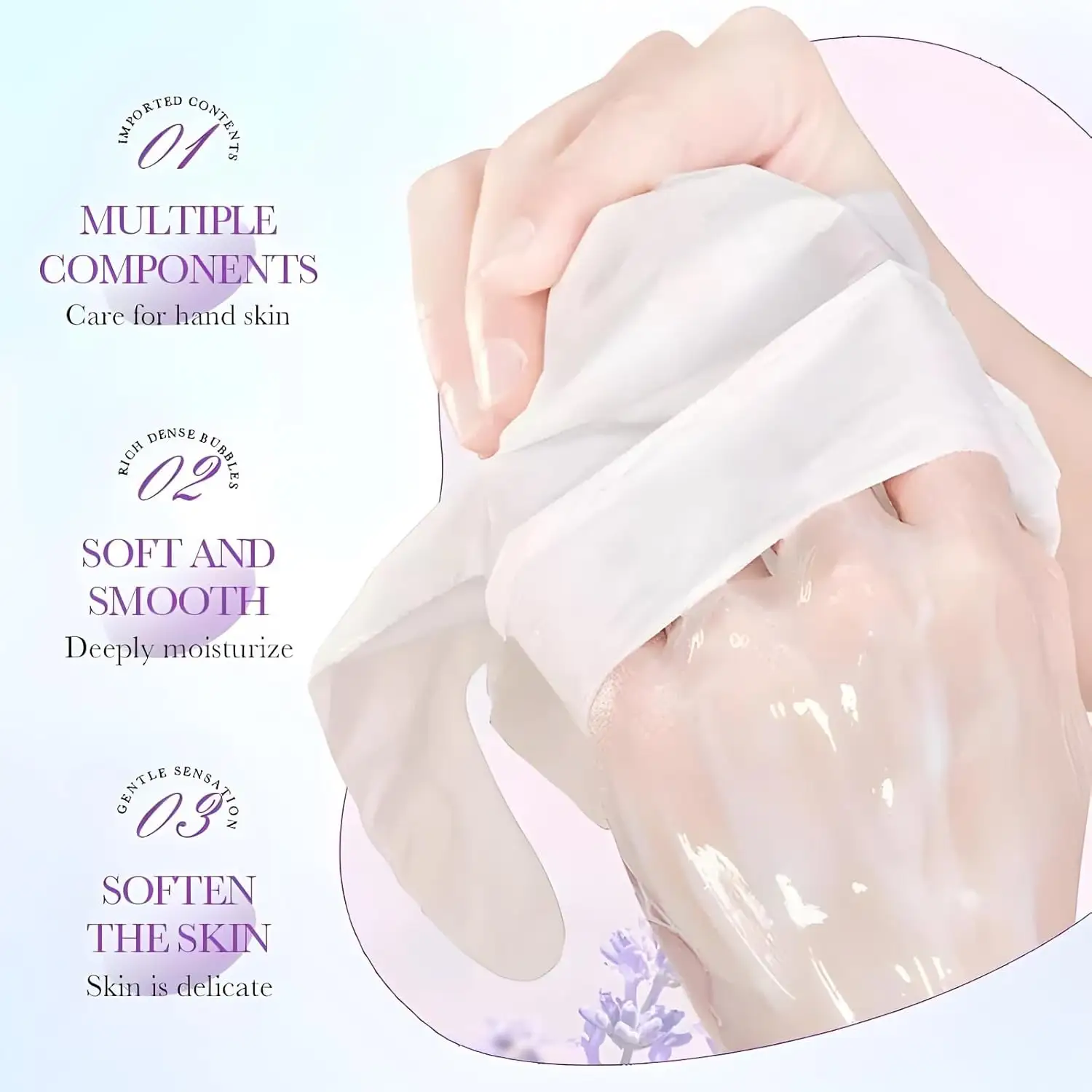 Hand Masks Moisturizing Glove, Hydrating Hand Masks for Dry Peeling Hands, Exfoliating Collagen Moisturizing Lavender Hand Mask