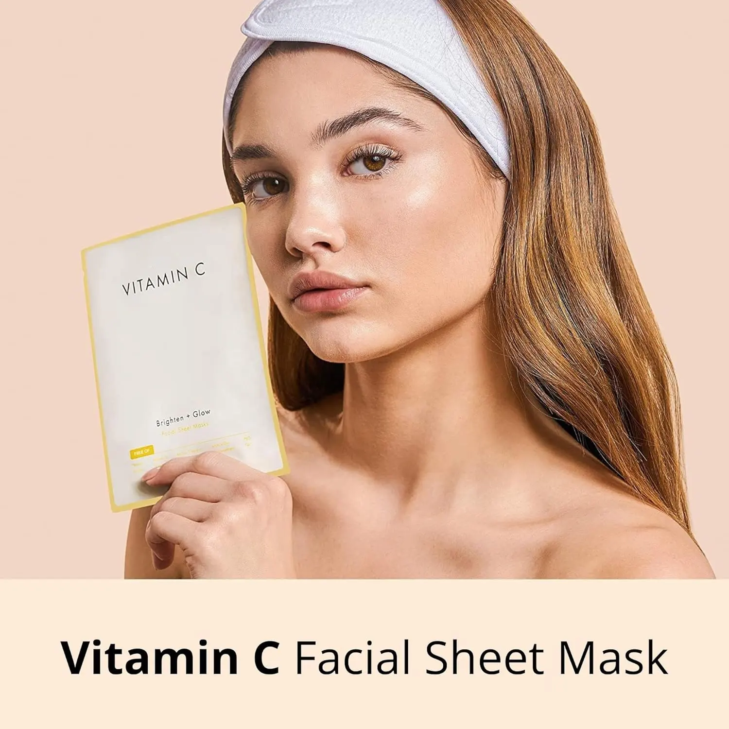 Vita Essential 10 Sheet Vitamin C Facial Mask Cotton Herbal Retinol Vegan Cruelty-Free Smoothing Tightening Toning Brightening