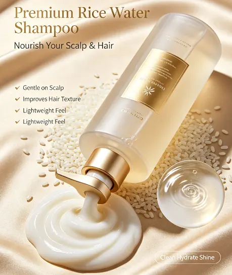 Private Label Rice Water Hair Care Set Promote Regrowth Improve Hair Loss Reduce Breakage Rosemary Shampoo and Conditioner