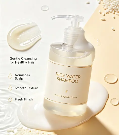 Private Label Rice Water Hair Care Set Promote Regrowth Improve Hair Loss Reduce Breakage Rosemary Shampoo and Conditioner