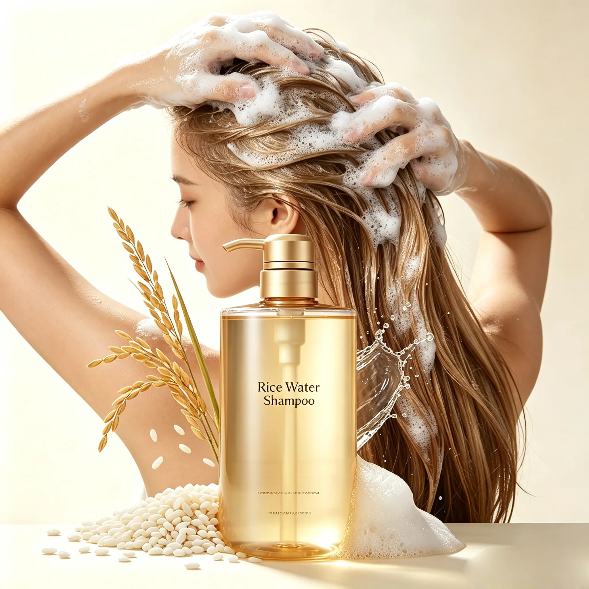 Hair Growth Rice Water Shampoo and Conditioner Infused with Biotin and Caffeine for Thinning Hair