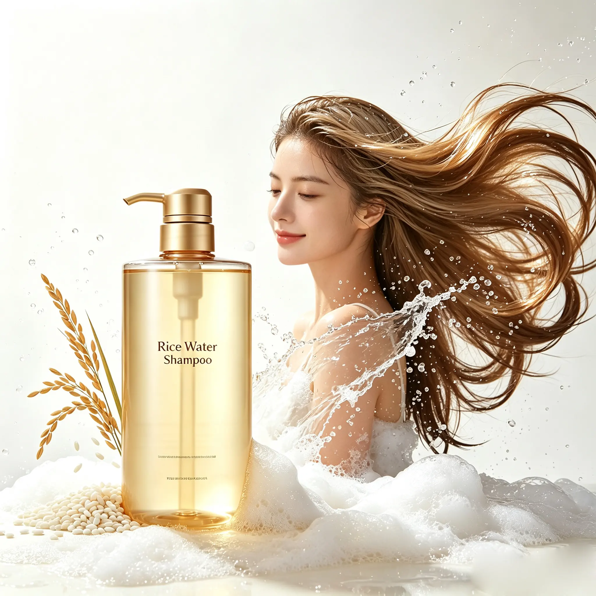 Hair Growth Rice Water Shampoo and Conditioner Infused with Biotin and Caffeine for Thinning Hair