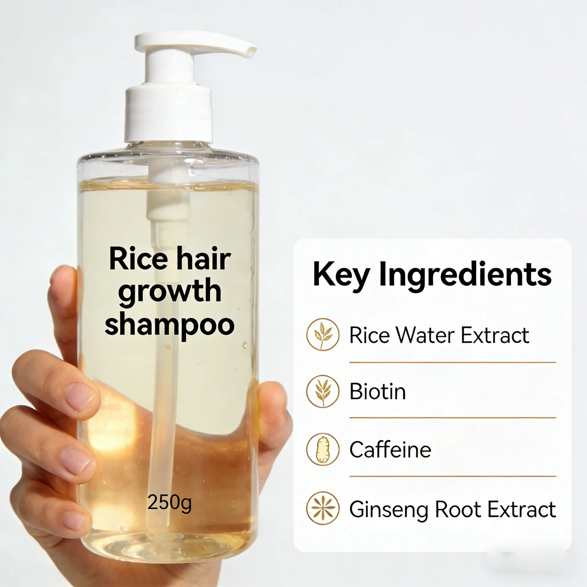 Private Label Rice Water Hair Growth Shampoo and Conditioner for Thick Hair