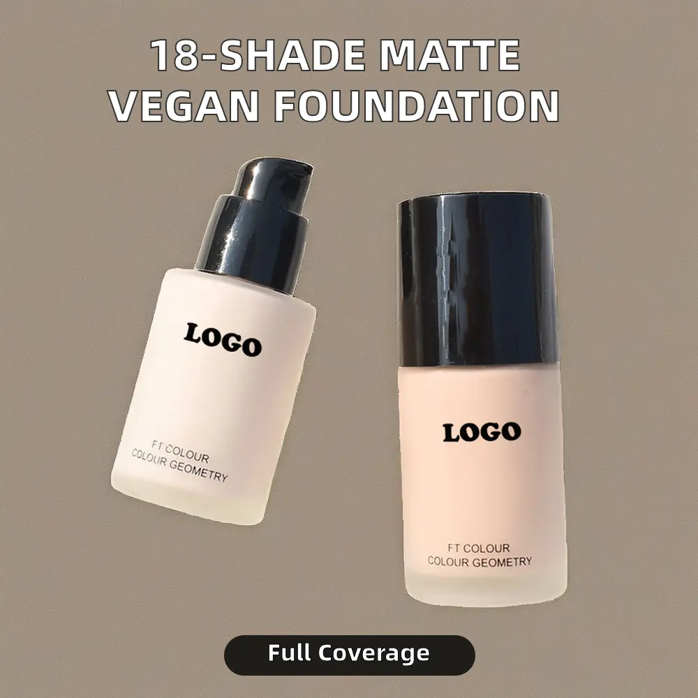 18 Color Vegan Cruelty-Free Waterproof Full Coverage Matte Foundation Private Label Sunscreen Super Sweat-proof New Liquid