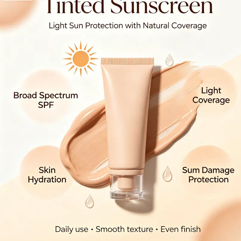 Tinted Sunscreen Oil-Free Anti-Aging Face Sunscreen with Natural Ingredients Private Label