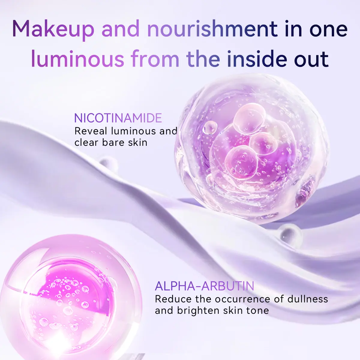 Hydra-Radiant Primer (Purple) Natural Cream Niacinamide Alpha-Arbutin Pore-Concealing All Skin Types Day Use Pre-Makeup