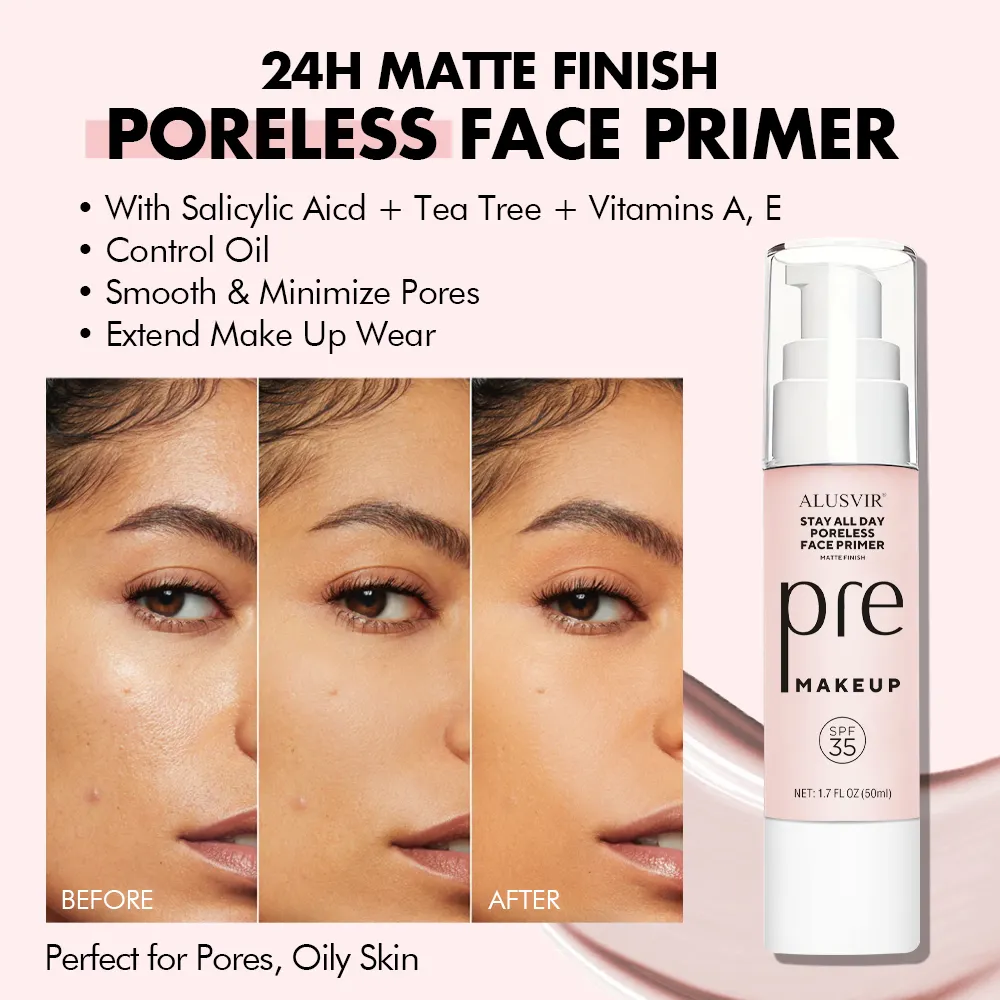 Private Label Mineral Makeup Base Antioxidant Foundation Face Primer Hydrating Pores Minimized Lotion Cream SPF35