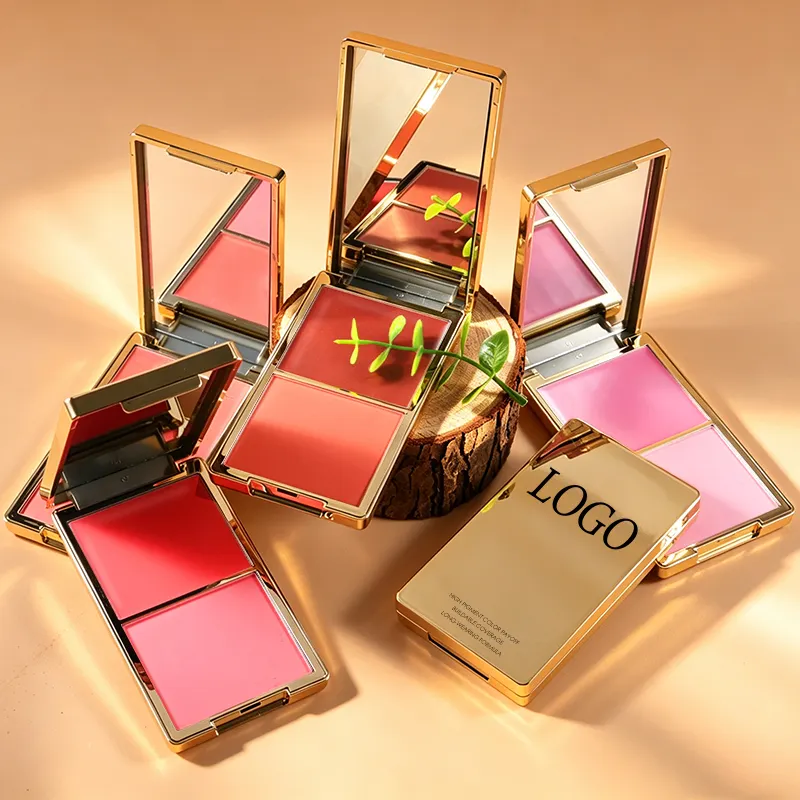 Odm Pressed Powder pink Orange Luxury Balms Blush Palette Makeup Duo Cream Powder Gold Waterproof Blusher