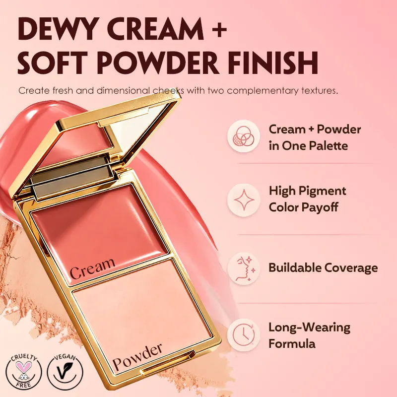 Odm Pressed Powder pink Orange Luxury Balms Blush Palette Makeup Duo Cream Powder Gold Waterproof Blusher