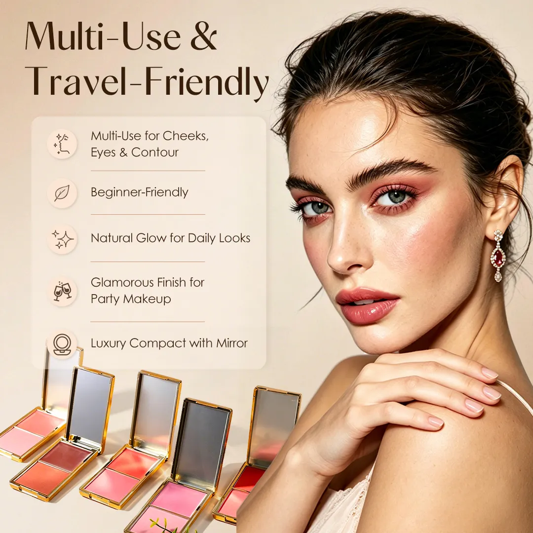 Odm Pressed Powder pink Orange Luxury Balms Blush Palette Makeup Duo Cream Powder Gold Waterproof Blusher