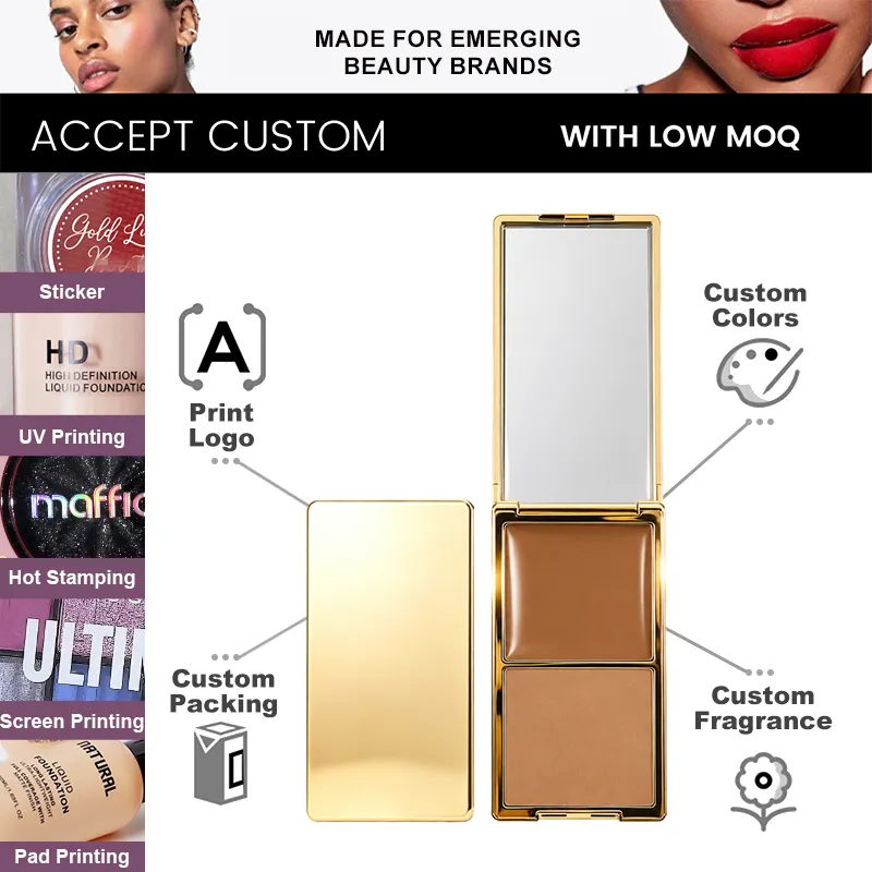 Vegan High Pigment Waterproof Long-Lasting Cream & Powder Shadow Contour Palette with Natural Finish