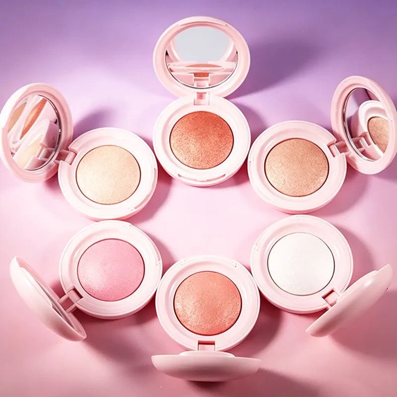 Private Label Two in One Baked Powder Blush Highlighter Palette High Pigment Luminous Featherlight Vegan Waterproof