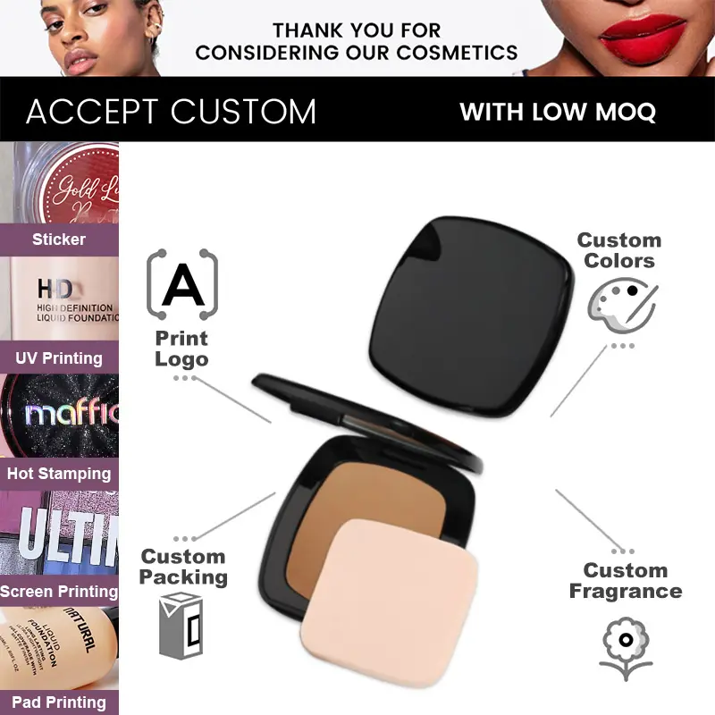 OEM Long Lasting Full Coverage Matte Custom Press Powder Low Moq Waterproof Compact Powder